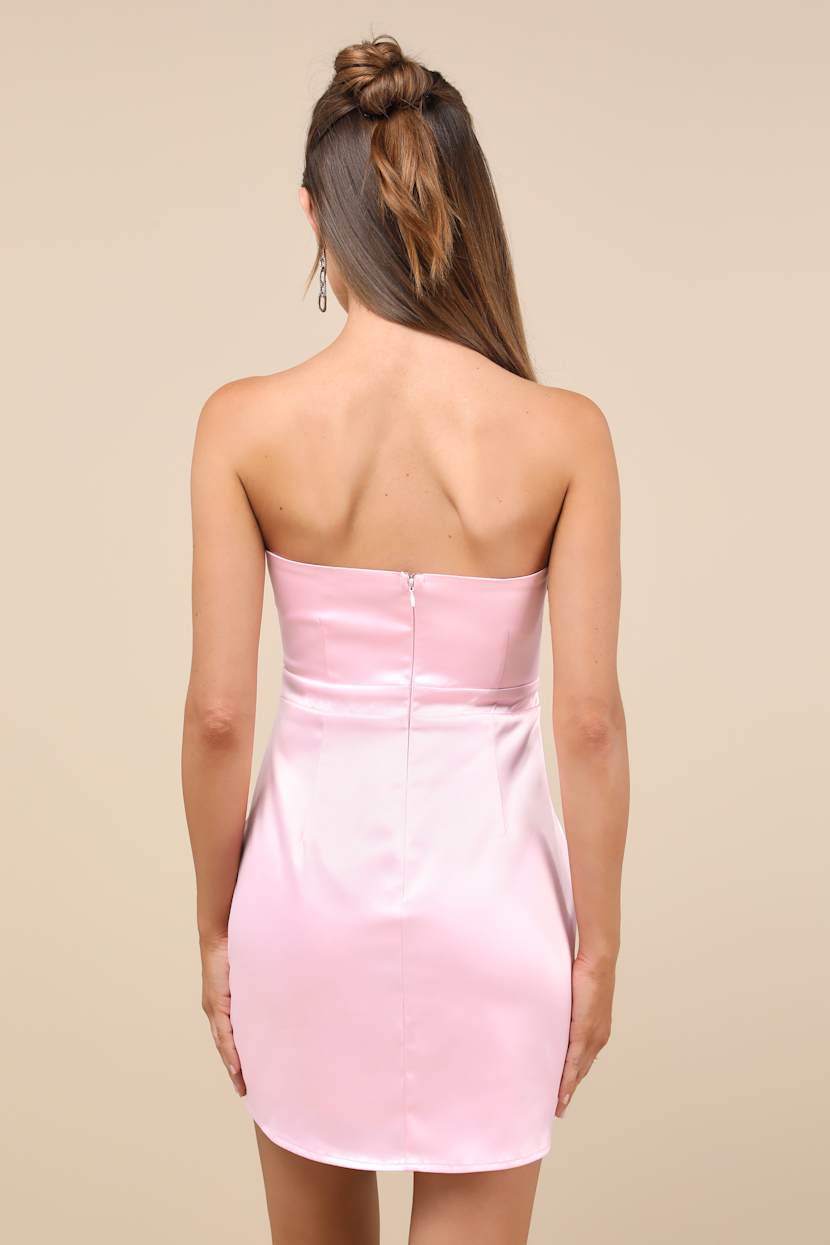 knee length dresses for ladies Light Pink Satin Cowl Neck Midi Dress main image 0