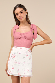 Gracefully Sweet Mauve Bustier Tie-Strap Tank Top 3