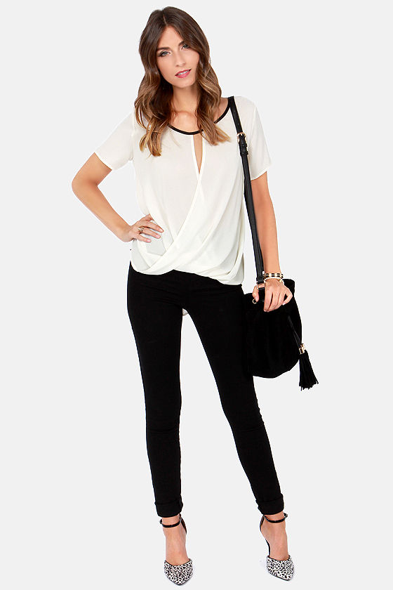Sexy Ivory Top - Cutout Top - Short Sleeve Top - $31.00 - Lulus