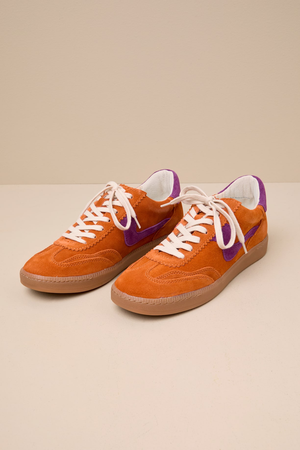 Notice Orange Multi Suede Leather Color Block Lace-Up Sneakers