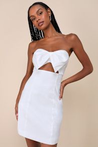 Especially Perfect White Taffeta Bow Cutout Strapless Mini Dress 5