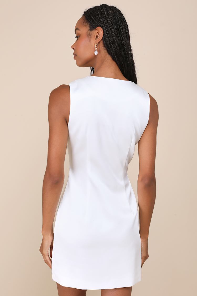 knee length dresses for ladies Sophisticated Stunner Bubble Hem Mini Dress White / L main image 1
