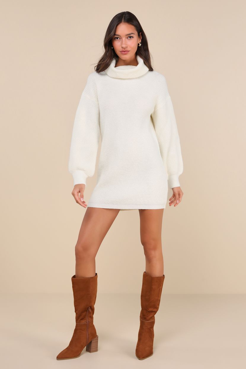 white christmas dresses Zeagoo Womens Casual Sweater Dress Square Neck Knit Long Sleeve Dress –  ZEAGOO main image 0