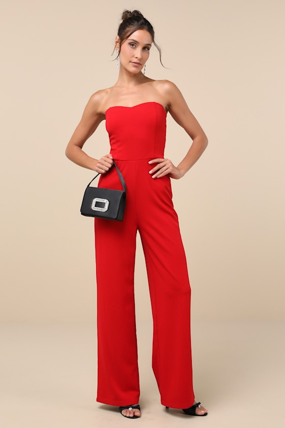 Edith Red Strapless Jumpsuit 5