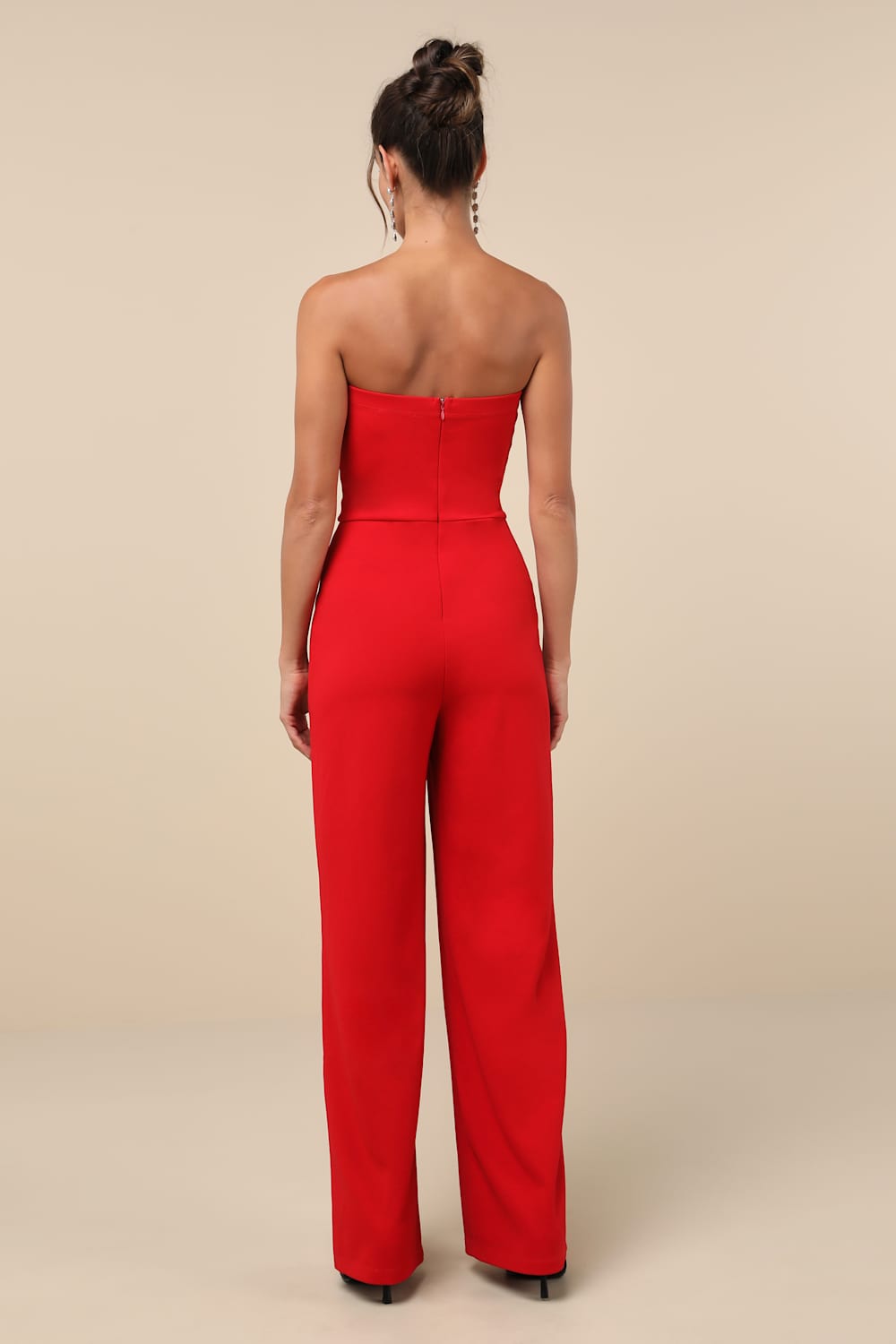 Edith Red Strapless Jumpsuit
