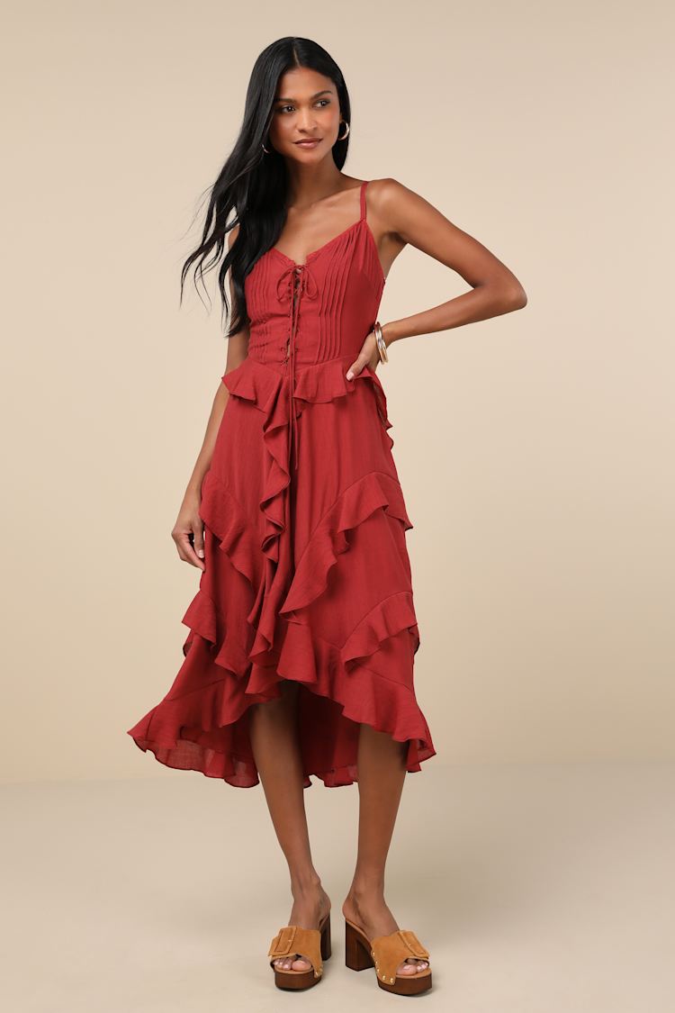 open lace back dress Red Flutter Sleeve Mini Dress - All Dresses main image 1