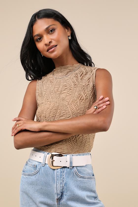 Stylish Success Ivory Oversized Buckle Belt 1
