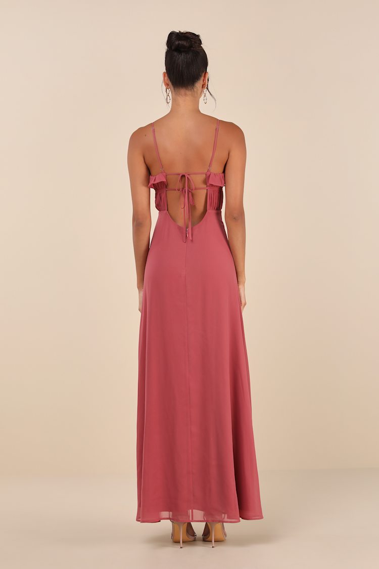 Exemplary Beauty Rusty Rose Sleeveless Tie-Back Maxi Dress