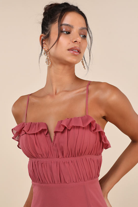 Lulus Exemplary Beauty Rusty Rose Sleeveless Tie-back Maxi Dress In Pink