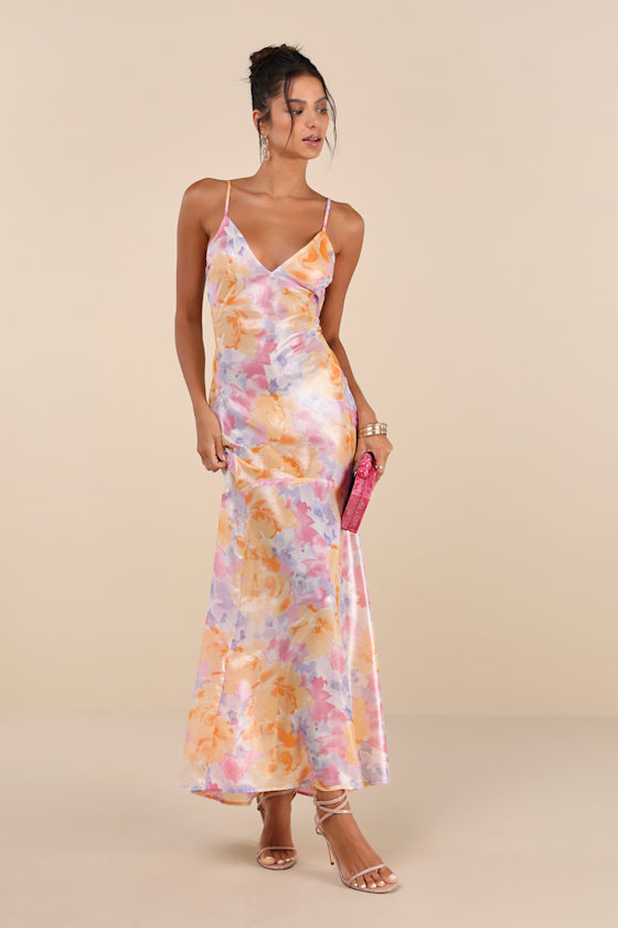 Distinctly Flirtatious Multi Floral Sheer Backless Maxi Dress 2