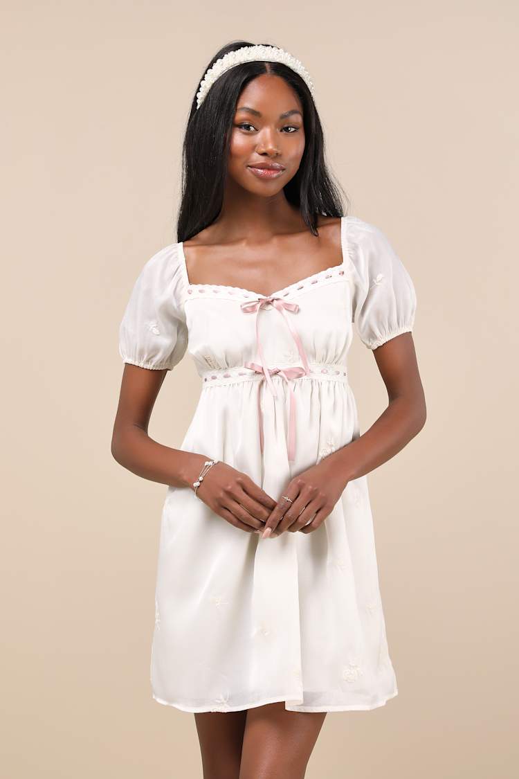 sachin and babi light blue dress Pale Rose Embroidered Linen Dress M – OMNIA main image 0