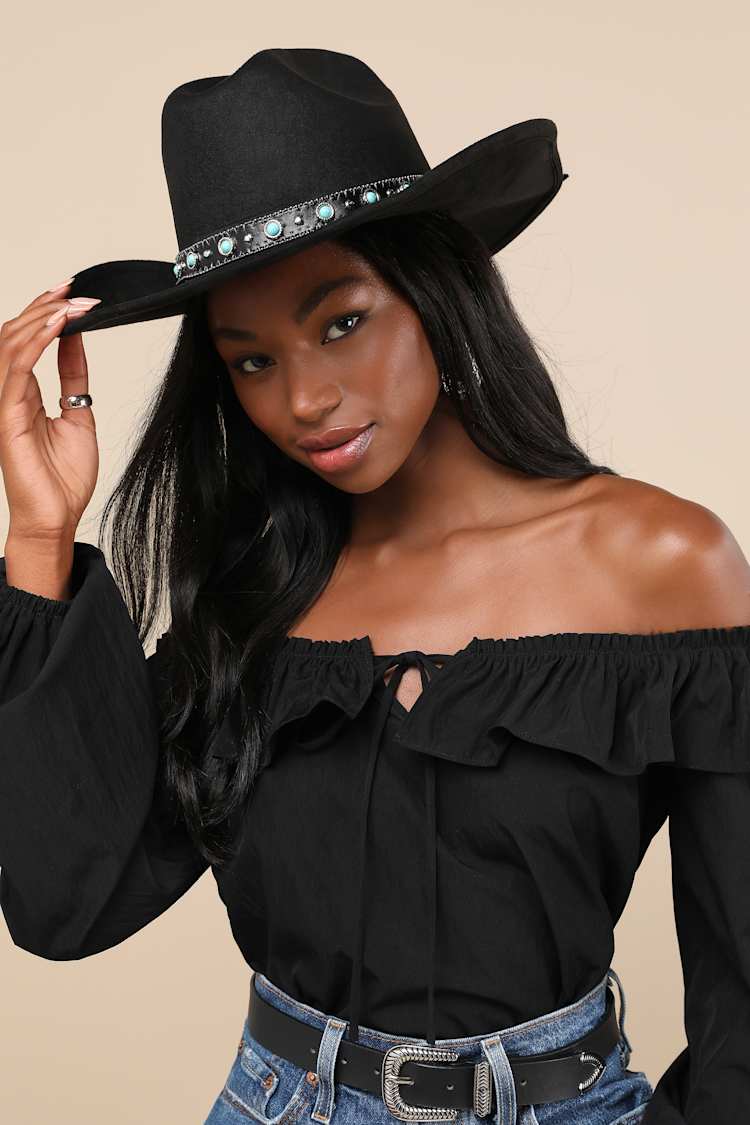 Black and Silver Hat - Western Hat - Cowboy Hat - Boho Hat - Hat - Lulus