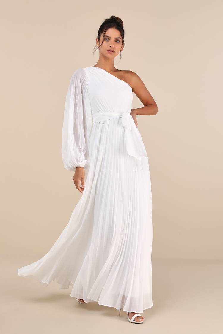 chinese dress ladies Aurora A-line Asymmetric/One shoulder Ivory Wedding dress main image 1