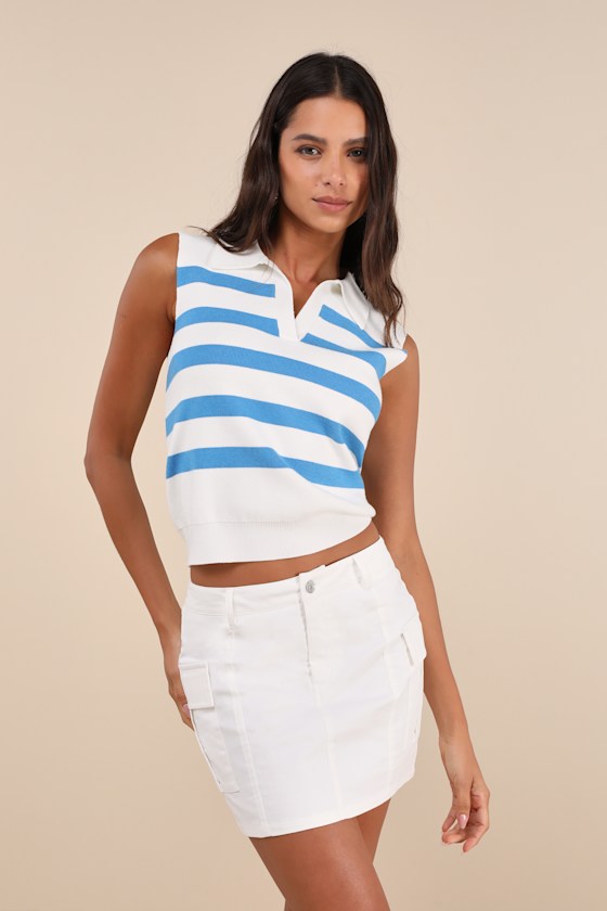 Trendsetting Aura Ivory Cargo Mini Skirt 1
