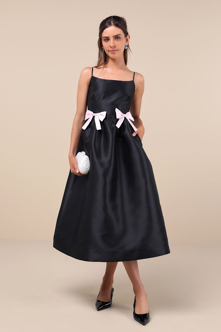 strapless open back dress Black taffeta A-line dress with crystal embroidery