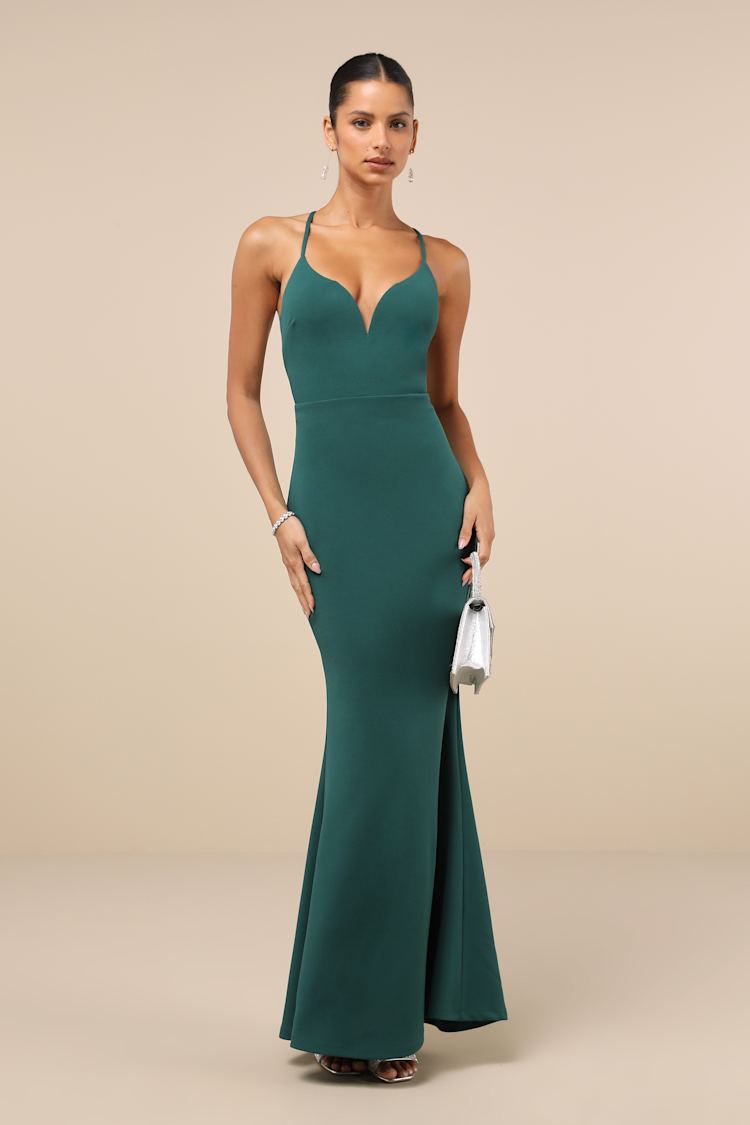 Incredible Allure Forest Green Backless Mermaid Maxi Dress