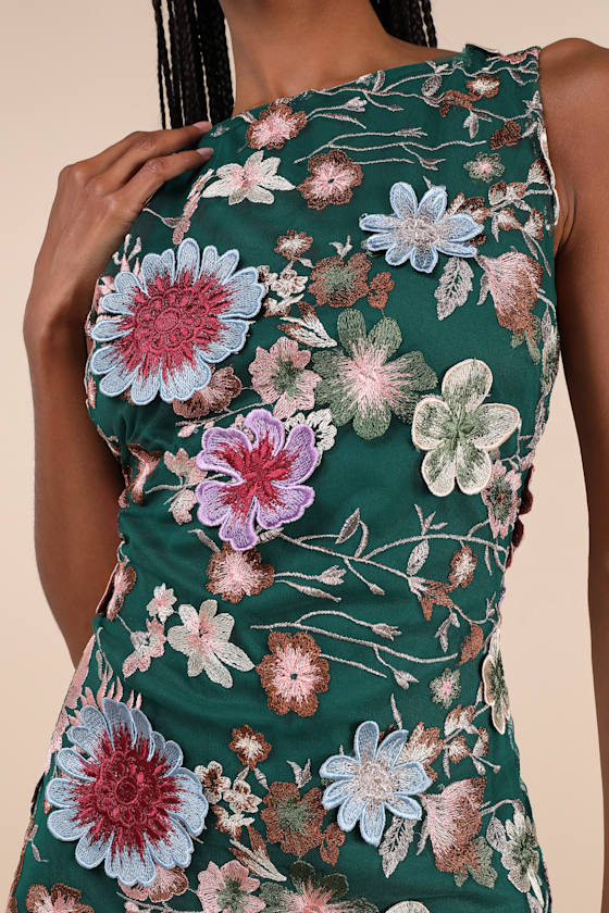 Lulus Special Something Green 3d Floral Embroidered Mini Dress In Green