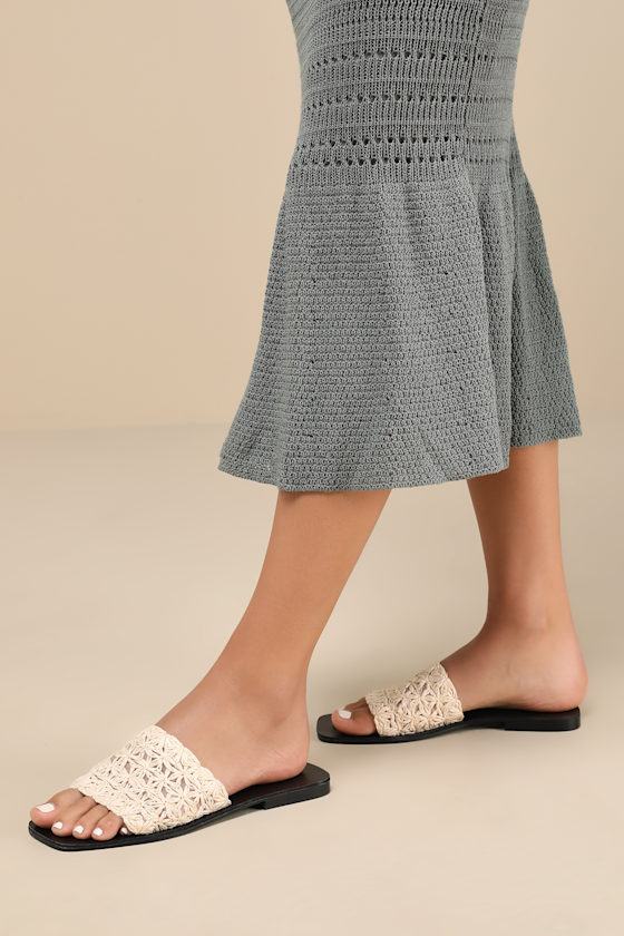 Syracuse Natural Straw Woven Slide Sandals 1