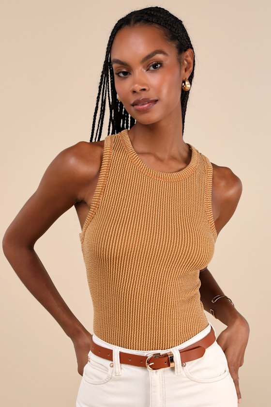 Essential Update Camel Brown Ribbed Tank Top 2