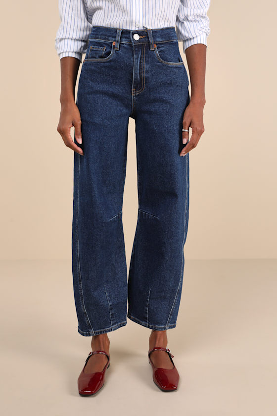 The Franklin Dark Wash High-Rise Barrel Jeans 2