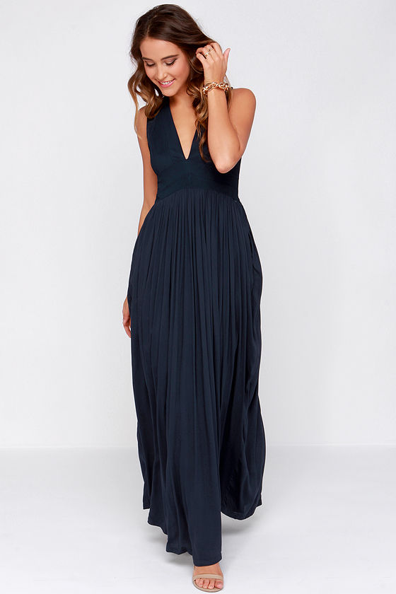 navy maxi dress casual