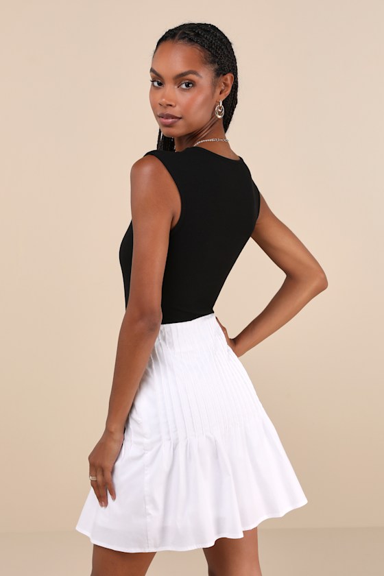 Lulus Exceptional Sweetie White Pintuck High-rise Mini Skirt In White