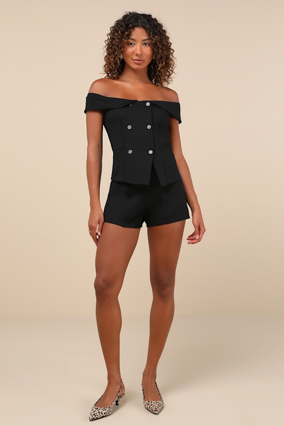 Lulus Poised Mindset Black Seamed High-rise Shorts In Black