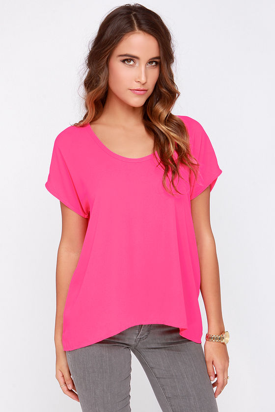 Thanks To You Oversized Tunic Top - Hot Pink
