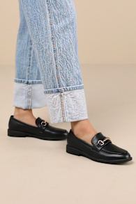 Wrenlie Black Horsebit Loafer Flats 1