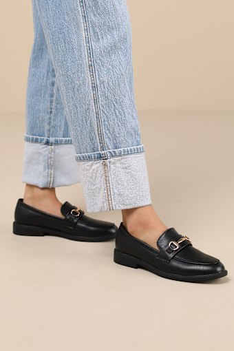 Wrenlie Black Horsebit Loafer Flats 1