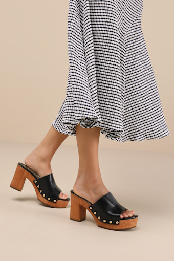Jaylani Black Platform Mule Sandals 1