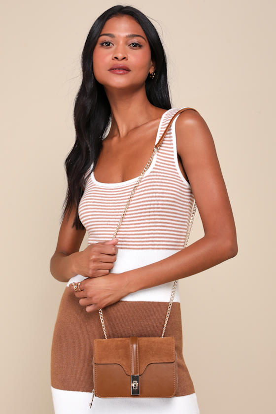 Aesthetic Style Brown Suede Leather Crossbody Bag - thumbnail 2