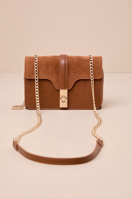 Aesthetic Style Brown Suede Leather Crossbody Bag - thumbnail 5