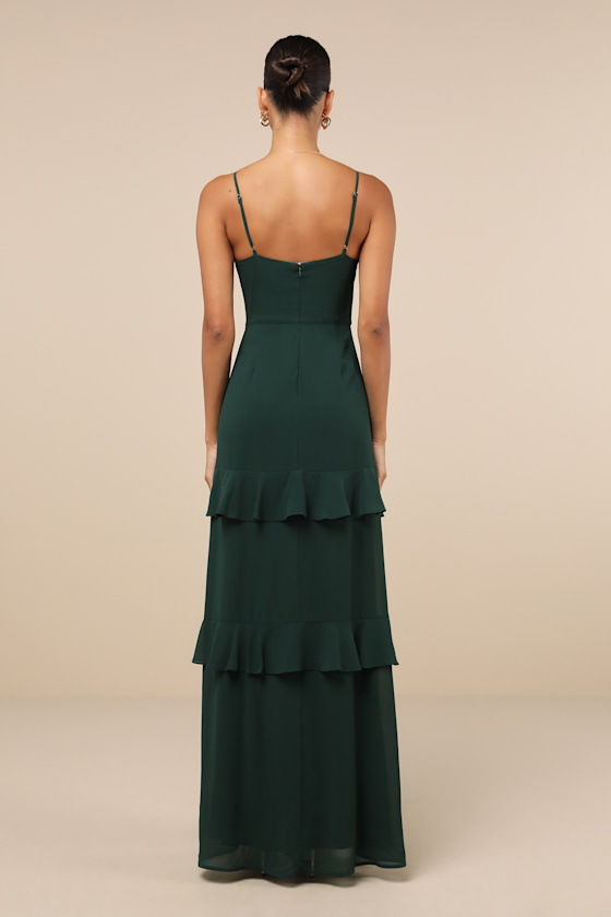 Shop Lulus Blessed With Beauty Forest Green Ruffled Sleeveless Maxi Dress