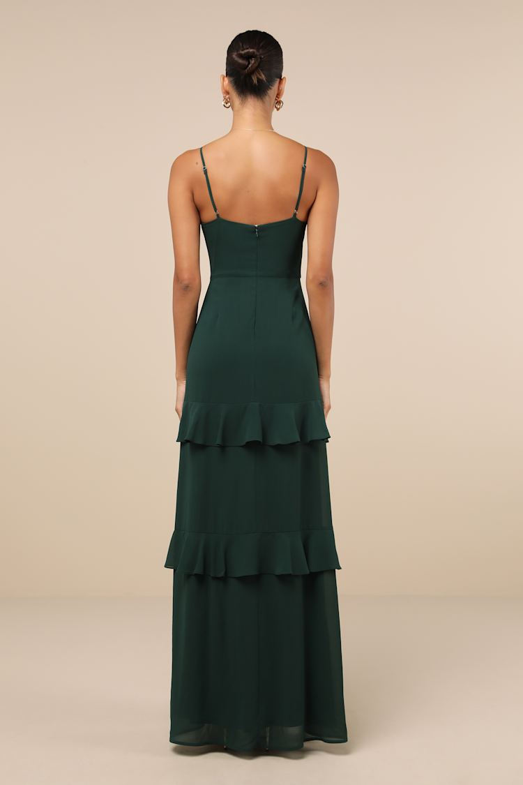 Blessed with Beauty Forest Green Ruffled Sleeveless Maxi Dress