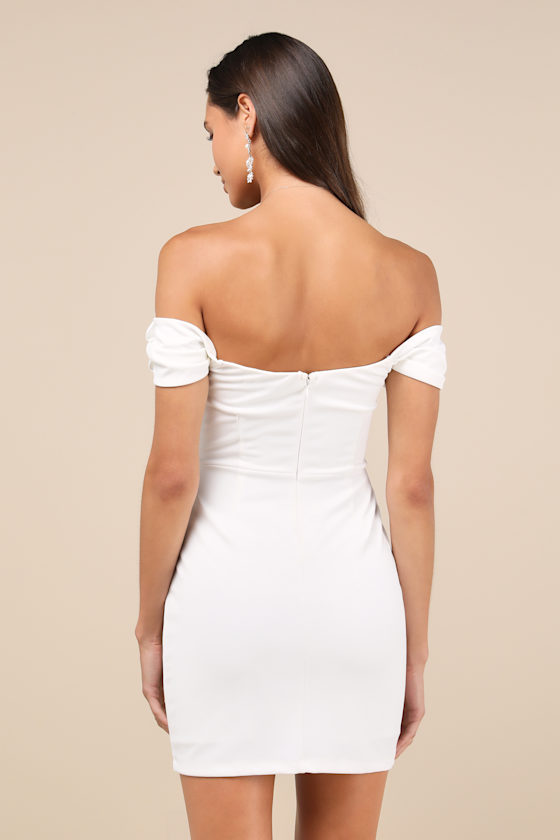 Lulus Romantic Reputation White 3d Floral Applique Bodycon Mini Dress In White