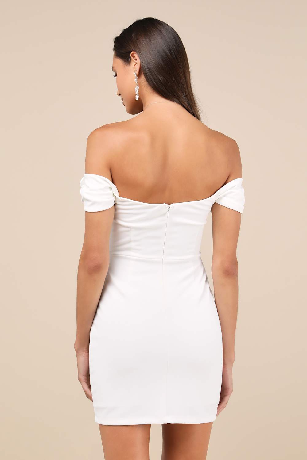 Romantic Reputation White 3D Floral Applique Bodycon Mini Dress