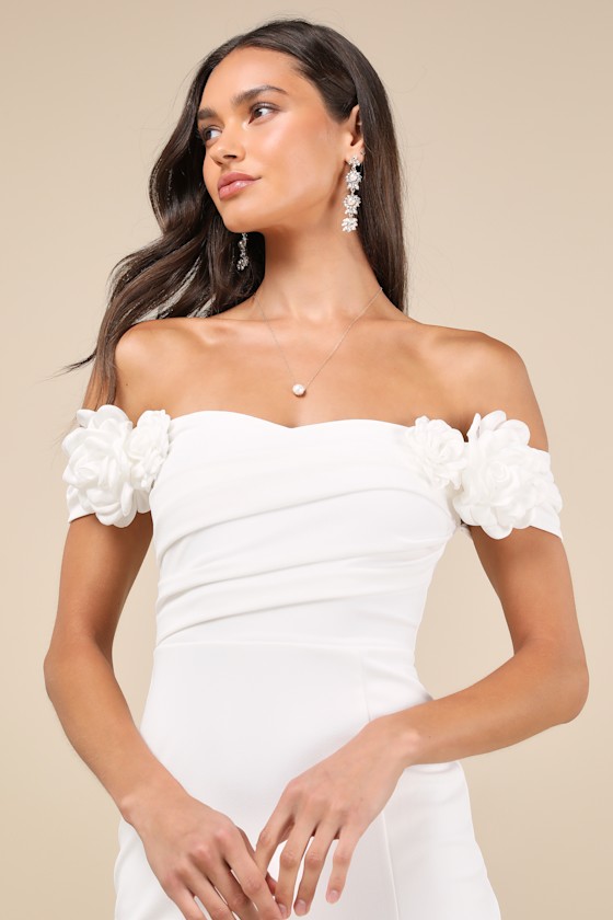 Lulus Romantic Reputation White 3d Floral Applique Bodycon Mini Dress In White