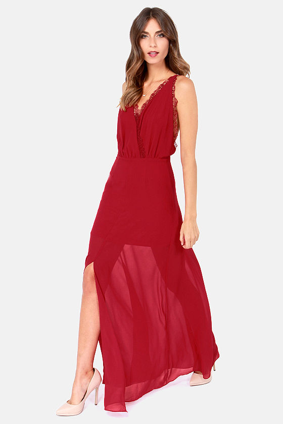 Sexy Red Dress - Red Maxi Dress - Cocktail Gown - Strapless Dress - $49.00