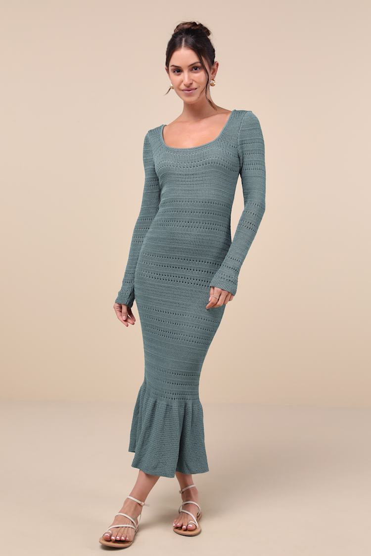 Sage Crochet Sweater Dress - Trumpet Hem Dress - Mermaid Dress - Lulus Sage Crochet Sweater Dress - Trumpet Hem Dress - Mermaid Dress - Lulus