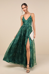 Romance That Wows Green Floral Print Organza Maxi Dress 2