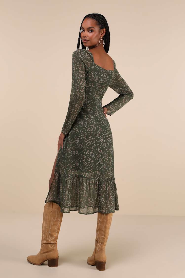 green emerald velvet dress Rihoas Floral Burnout Spaghetti Strap Midi Dress