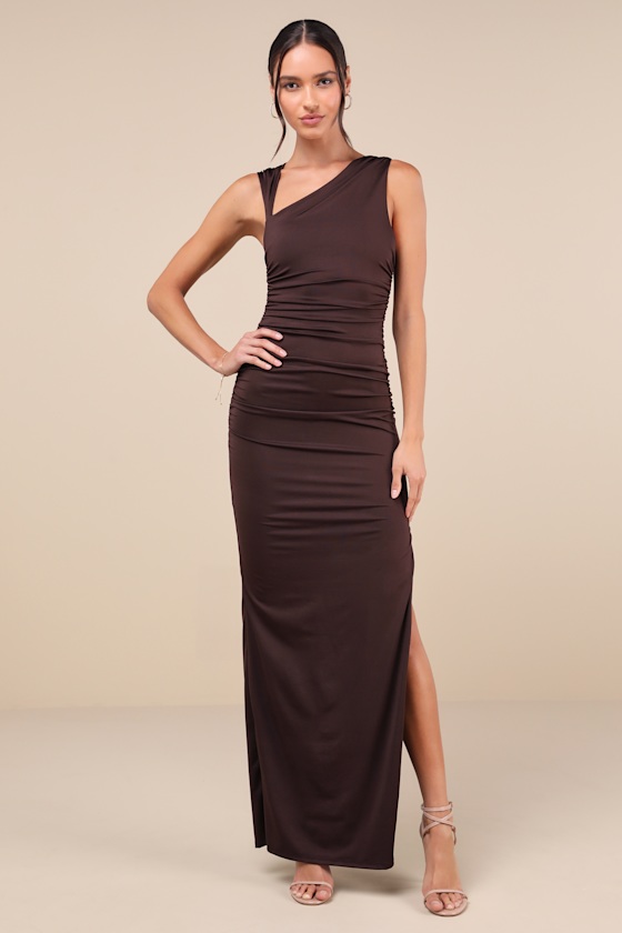 dark brown a line dress Maxi loose A-line dress dark brown women