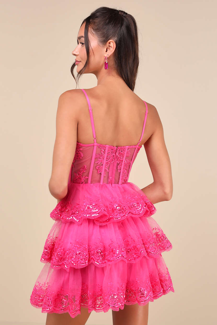open lace back dress Hot Fuchsia High Slit Deep V Halter Maxi