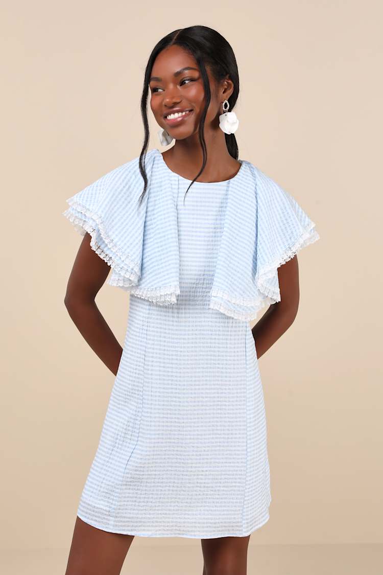 knee length dresses for ladies Red Gingham Lace Up Back Mini Dress – Ragstock main image 0