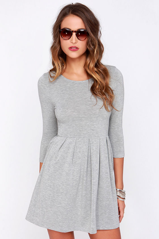 Chic Grey Dress - Heather Grey Dress - Skater Dress - $40.00 - Lulus