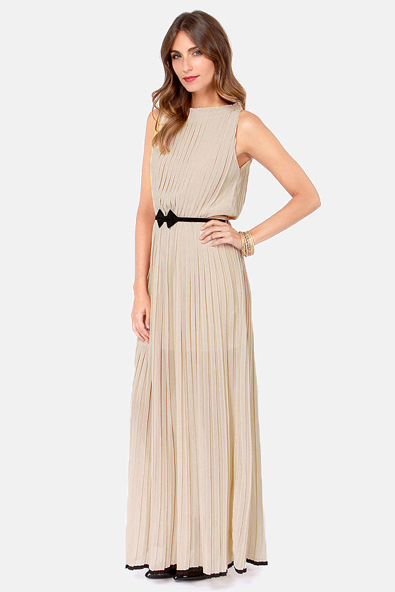 Pretty Taupe Dress - Pleated Dress - Maxi Dress - $55.00 - Lulus