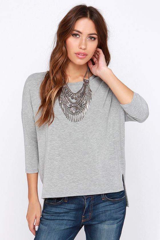 Cute Grey Top - Grey Tee - Oversized Top - $34.00 - Lulus