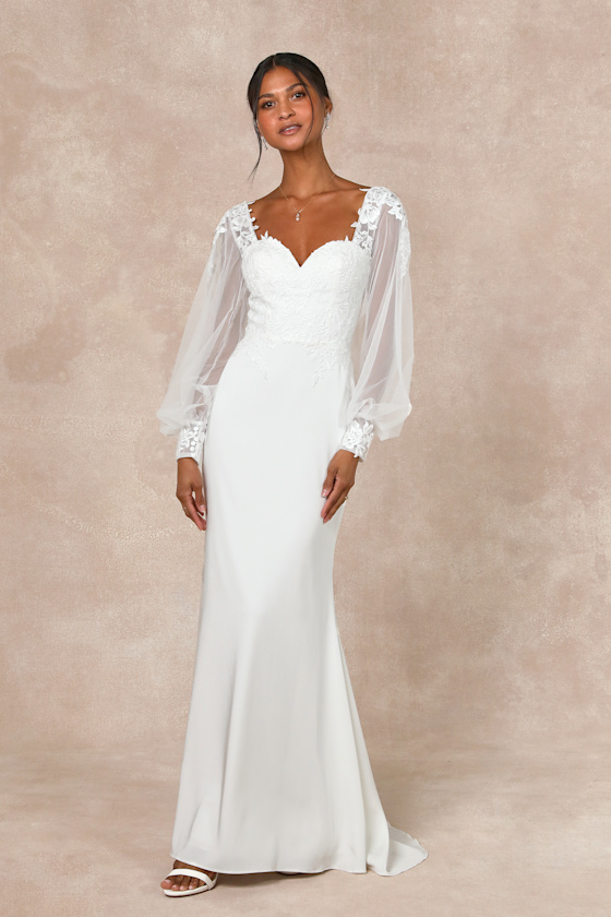 Timeless Adoration White Embroidered Bishop Sleeve Maxi Dress 2