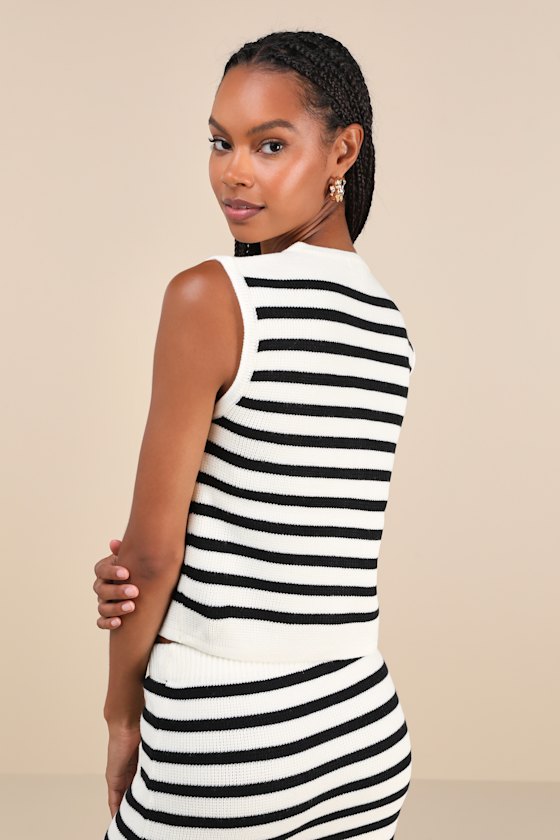 Exemplary Chicness Ivory Striped Button-Front Sweater Top 3